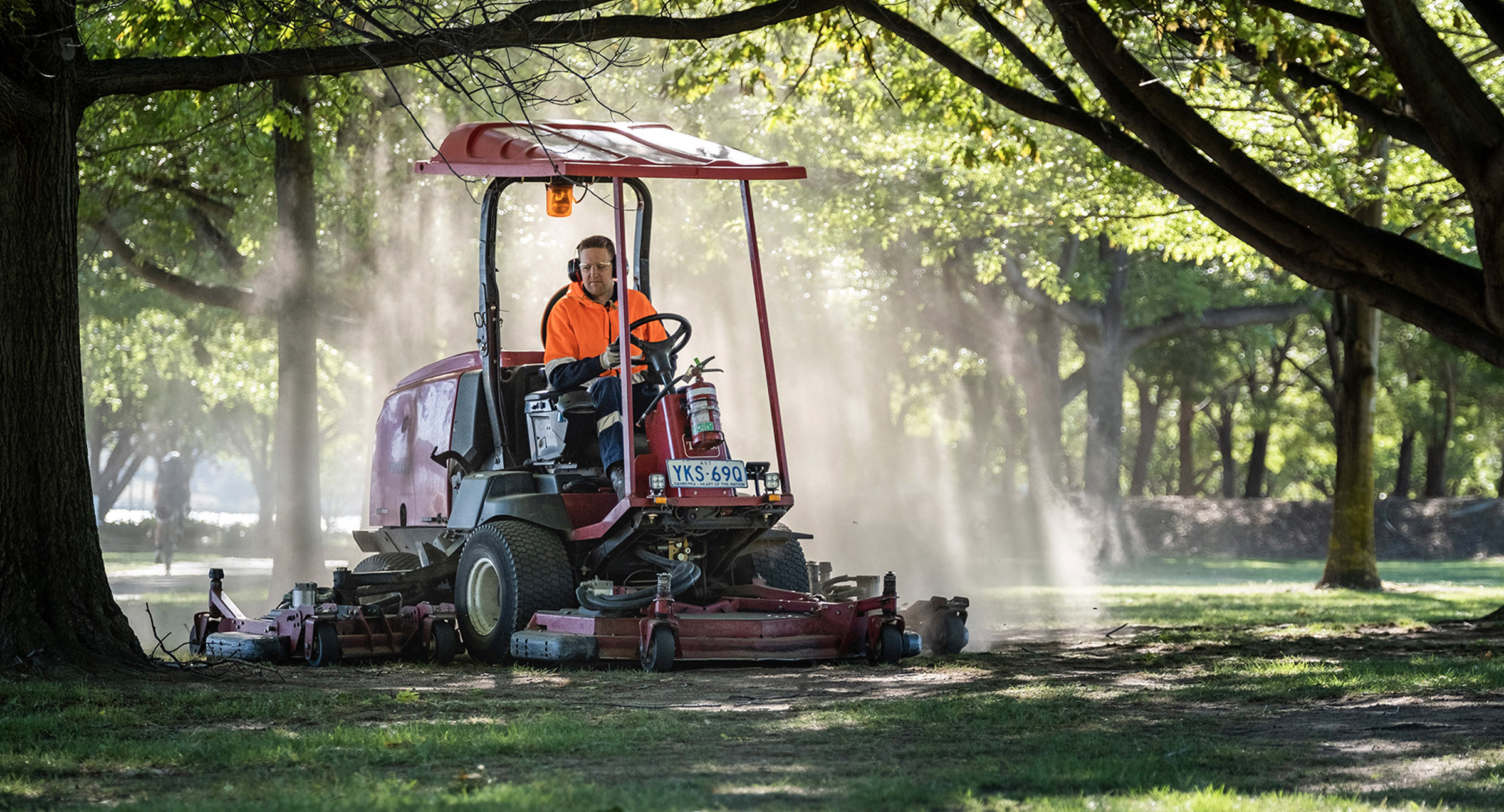 mowing turf